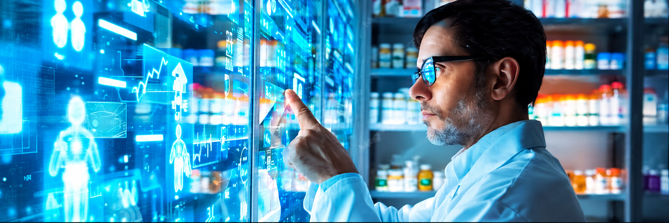 Pharmacist Exploring Holographic Medical Data
