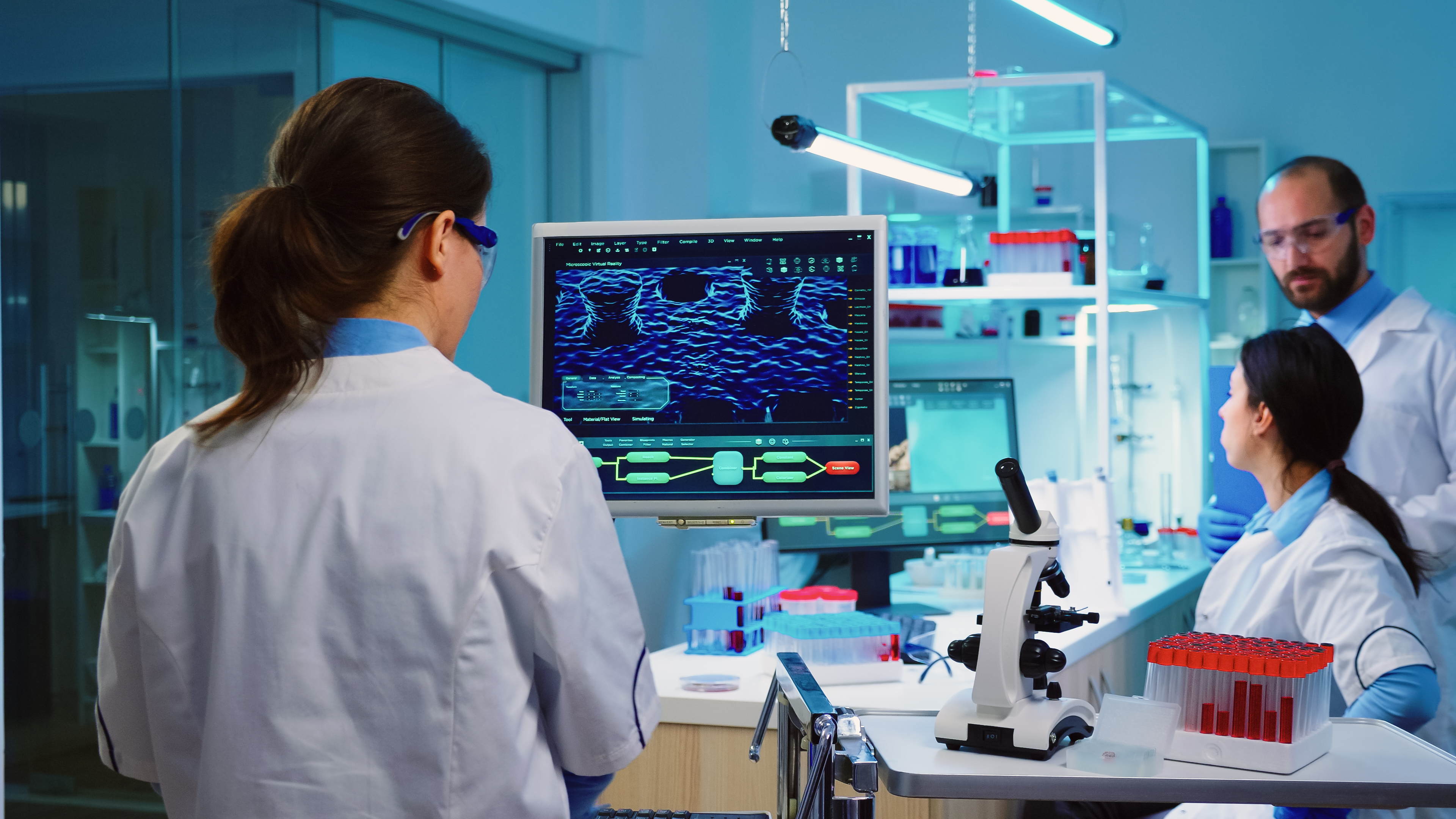 scientific-doctor-coming-medical-nurse-discussing-about-vaccine-development-equipped-laboratory-overwork